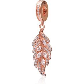 Feather Charm 925 Sterling Silver Wings Beads fit for Women Charms Bracelets
