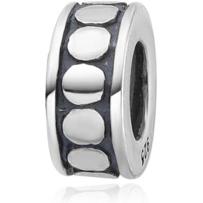 Adabele Solid Sterling Silver Rubber Charm Stopper Clip Spacer Beads Hypoallergenic for 3mm Snake Chain Bangle Leather Bracelet Personalized Women Jewelry