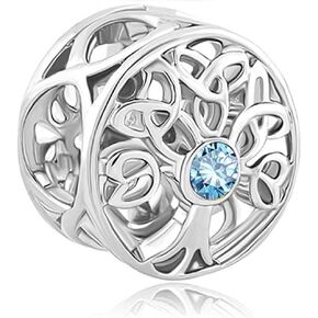 Tree of Life Celtic Knot March Birthstone Charm Beads for Pandora Bracelet in Kuwait