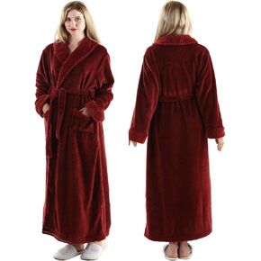 Oksun Womens Plush Fleece Long Robe: Flannel Warm Bathrobe - Full Length Winter Housecoat - Soft Cozy Nightgown Sleepwear