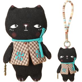 7" Cute Animal Cloth Doll Keychain with Rainbow Cotton Wristlet Bag Charm Gift for Girls