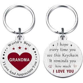 EE&YU Grandma Gifts Keychain - Grandmother Birthday Valentines Day Gifts, Grandma Gifts for Women, I Love Grandmother Key Chain, Thank You Grandma Present