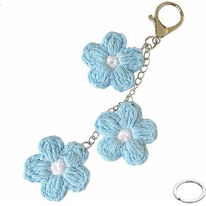 Keychain Handmade crochet Cute Flower Keychains Gift for Car keys Bag Wallet Purse Women Girls