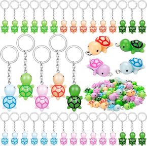 70 Pcs Turtle Keychain, Mini Resin Turtle Key Chains Bulk, for Boys Girls Birthday Party Supplies
