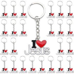PHAETON 20PCS Jesus Pendants Keyrings Keychains Religious Door Car Key Holders Jesus Key Rings Religious Favors for Christians Easter Prayer Gifts