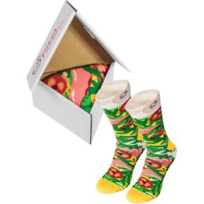 Rainbow Socks - Pizza Slice Box Socks - Italian 1 pair Cotton Socks Made In Europe Unisex Funny Gift!