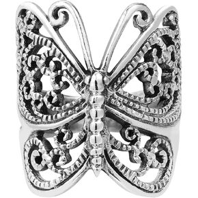 AeraVida Big Trendy Wrap-Around Butterfly .925 Sterling Silver Ring | Elegant Wedding Rings For Women | Trendy Comfort Fit Silver Rings for Women | Butterfly Sterling Silver Rings Sizes 6-11