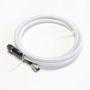 POWERJAMES 59" White Silver Pearl Stainless Steel Braided Brake Line with Hose for Harley Davidson Softail Dyna Sportster with Single Brake Rotor without ABS