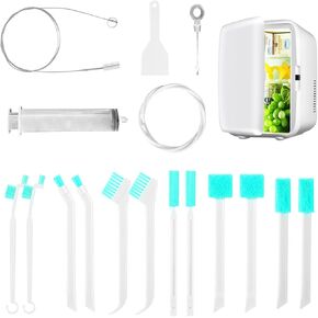 17Pcs Ice Machine Cleaning Brush Set,12Pcs Crevice Cleaning Brush for Tight Spaces with 5Pcs Fridge Cleaning Tools Including Drain Pipe Brush Nylon Bristles, Humidifier Cleaning Brush