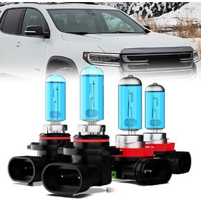 Headlight Bulbs Compatible With GMC Acadia 2013-2019, 9012 High Low Beam + H11 Fog Lights Halogen Light Bulb, Super Bright 6000K White, Plug and Play, Pack of 4