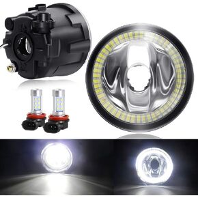 Upgrade Fog Light with LED Halo Ring DRL for Nissan 2007-2011 Versa, 2011-2013 Rogue, 2009-2014 Murano Z51, 2009-2014 Cube Z12, 2011-2014 Juke, 2010-2013 Infiniti G37 (Without Harness Wire)
