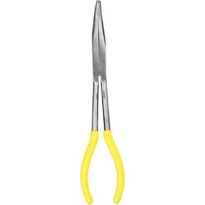 11 Inch Long Reach Long Nose Pliers | Designed for Mechanics, Technicians, and Contractors | Work with Delicate or Difficult-to-Reach Pieces | Milled-Jaws | Steel “45 Degree Bent Nose Plier