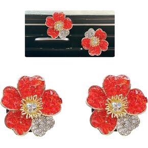 Flower Car Air Freshener Vent Clips 2pcs Cute Green Flowers Air Vent Clip Girly Women Car Interior Accessories Beautiful Flowers Car Decor Refillable Car Outlet Diffuser