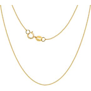 Solid 18K Gold Necklace 1mm Dainty Box Chain Necklace with Spring Ring Clasp Stamped Au750