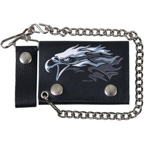 Hot Leathers (WLB1020 Black, 4" Tribal Eagle Tri-Fold Wallet