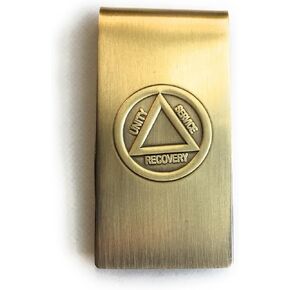 AA Logo Circle Triangle Unity Service Recovery Money Clip Brass Bronze