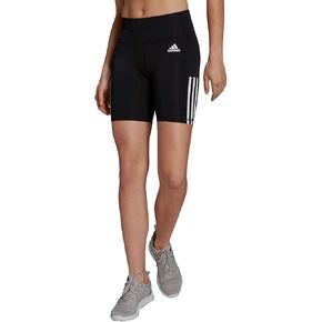 adidas Womens 3 Stripe High Waist Bike Shorts (Black/White, X-Small)