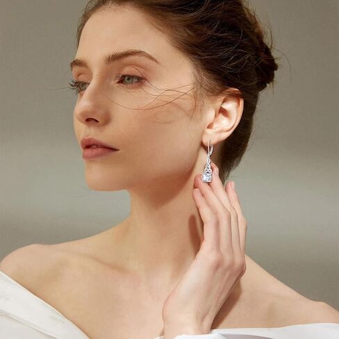 Infinity Celtic Knot Dangle Drop Earrings 925 Sterling Silver Princess Cut Leverback Earrings with Birthstone Irish Jewelry Gifts for Women in Kuwait