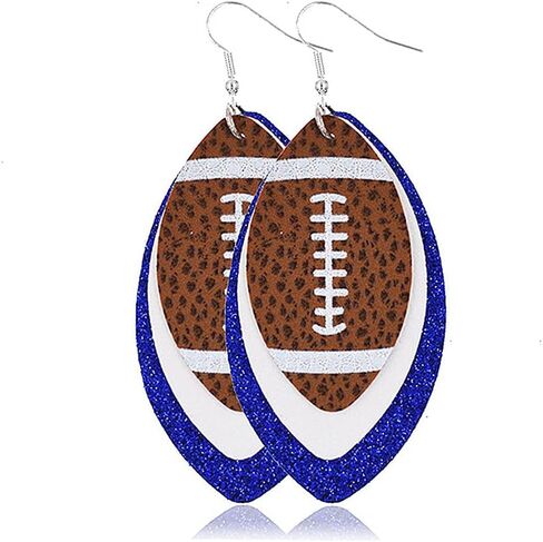 Glitter Faux Leather Football Drop Dangle Earrings for Women Gift Accessories Football Jewelry for Moms in Kuwait