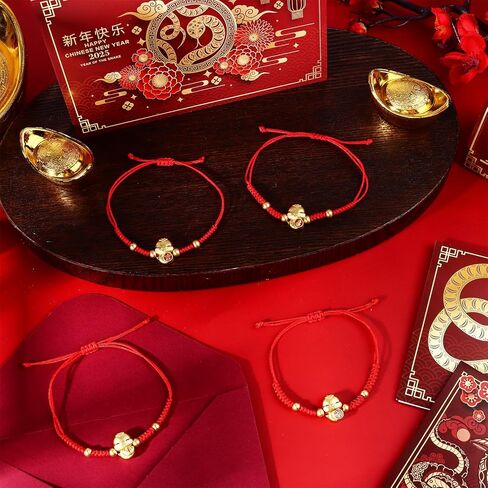 12 مجموعة السنة الصينية الجديدة من سوار الأفعى 2025 السنة الجديدة الأحمر سلسلة سوار قابل للتعديل الصينية زودياك سوار الحيوان حسن الحظ سوار اليدوية جديلة سوار فنغ شوي حبل أحمر للنساء الرجال in Kuwait