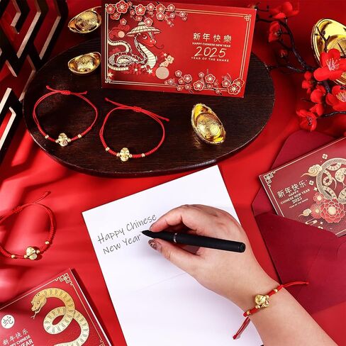 12 مجموعة السنة الصينية الجديدة من سوار الأفعى 2025 السنة الجديدة الأحمر سلسلة سوار قابل للتعديل الصينية زودياك سوار الحيوان حسن الحظ سوار اليدوية جديلة سوار فنغ شوي حبل أحمر للنساء الرجال in Kuwait