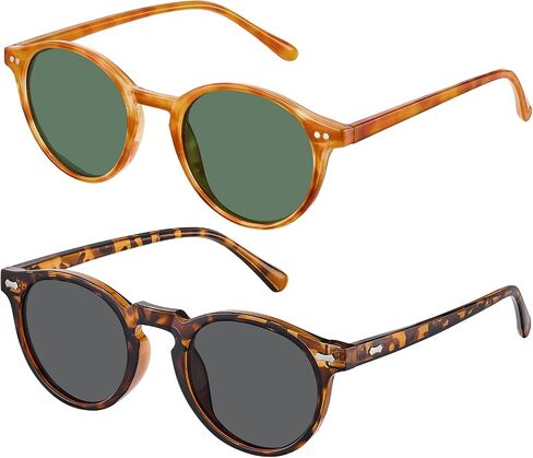 STGATN 2 Pack Small Round Polarized Sunglasses for Women Men Trendy Sunnies UV400 Lenses ST5115 in Saudi Arabia