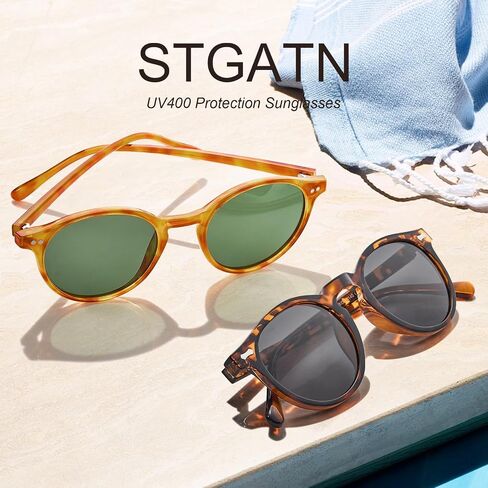 STGATN 2 Pack Small Round Polarized Sunglasses for Women Men Trendy Sunnies UV400 Lenses ST5115 in Saudi Arabia