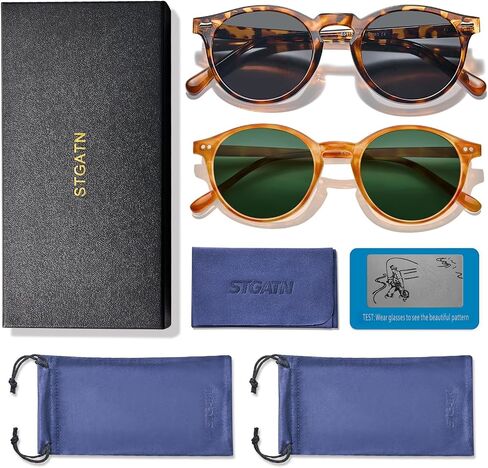 STGATN 2 Pack Small Round Polarized Sunglasses for Women Men Trendy Sunnies UV400 Lenses ST5115 in Saudi Arabia