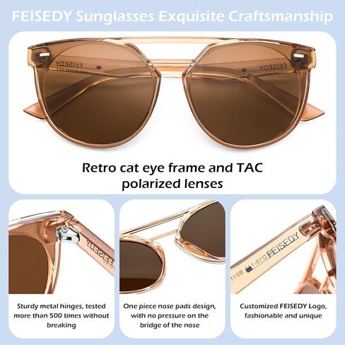 FEISEDY Women's Sunglasses, Cat Eye Aviator Style, UV400 Polarized Sun Glasses, Cute Vintage Trendy B0119 in Kuwait