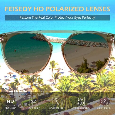 FEISEDY Women's Sunglasses, Cat Eye Aviator Style, UV400 Polarized Sun Glasses, Cute Vintage Trendy B0119 in Kuwait