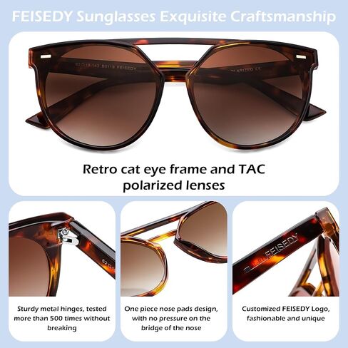 FEISEDY Women's Sunglasses, Cat Eye Aviator Style, UV400 Polarized Sun Glasses, Cute Vintage Trendy B0119 in Kuwait