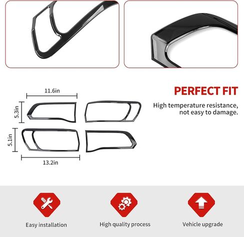 Jimen Taillight Cover Trim Bezel Compatible with Jeep Grand Cherokee 2014-2020 (Black) in Saudi Arabia