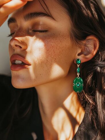 SWEETV Vintage 18K Gold Plated Statement Earrings for Women Trendy, Antique Enamel Chunky Drop Dangle Earrings, Big Crystal Earrings for Fashion Prom Jewelry Gifts in Saudi Arabia