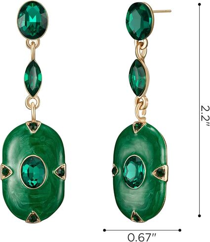 SWEETV Vintage 18K Gold Plated Statement Earrings for Women Trendy, Antique Enamel Chunky Drop Dangle Earrings, Big Crystal Earrings for Fashion Prom Jewelry Gifts in Saudi Arabia