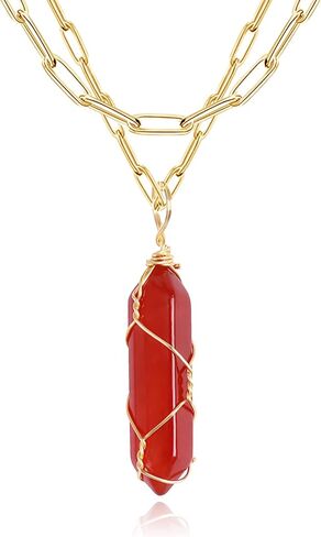 Frodete Red Carnelian Necklace for Women Healing Carnelian Crystal Jewelry Gifts Red Dresses for Women Christmas Stocking Stuffers in Saudi Arabia