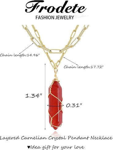 Frodete Red Carnelian Necklace for Women Healing Carnelian Crystal Jewelry Gifts Red Dresses for Women Christmas Stocking Stuffers in Saudi Arabia