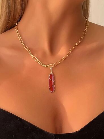 Frodete Red Carnelian Necklace for Women Healing Carnelian Crystal Jewelry Gifts Red Dresses for Women Christmas Stocking Stuffers in Saudi Arabia