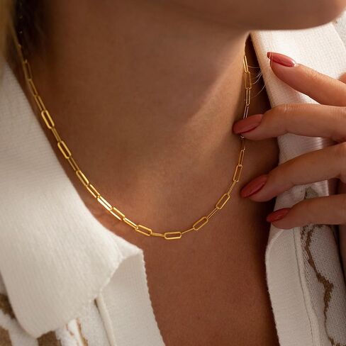 Gold Chain Necklace for Women - 18K Gold Plated Gold Chain Necklace Layered Herringbone Rope Snake Paperclip Chain Necklaces Dainty Gold Chain Necklace for Women Gold Jewelry Gifts in Kuwait