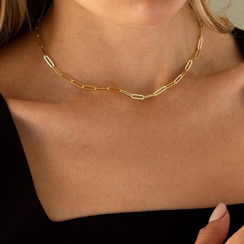 Gold Chain Necklace for Women - 18K Gold Plated Gold Chain Necklace Layered Herringbone Rope Snake Paperclip Chain Necklaces Dainty Gold Chain Necklace for Women Gold Jewelry Gifts in Kuwait