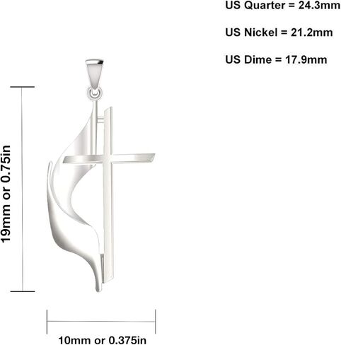 US Jewels Ladies 925 Sterling Silver 19mm Polished Finish Methodist Cross Pendant Necklace, 18in to 24in in Saudi Arabia