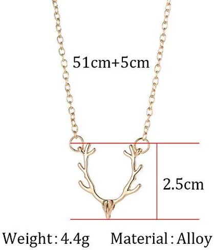 Rose Gold Alloy Adjustable Necklace Gold Antler Silver Deer Collarbone Necklace Simple Fashion Elk Head for Women in Kuwait