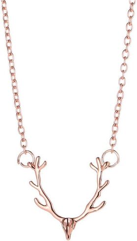 Rose Gold Alloy Adjustable Necklace Gold Antler Silver Deer Collarbone Necklace Simple Fashion Elk Head for Women in Kuwait