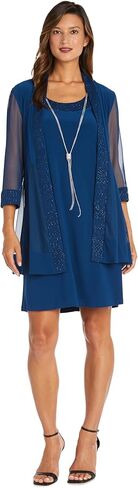 R&M Richards Women's Sheer Knee-Length Shift Dress and Jacket Set in Saudi Arabia