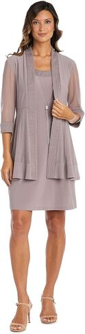 R&M Richards Women's Sheer Knee-Length Shift Dress and Jacket Set in Saudi Arabia