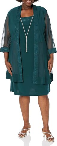 R&M Richards Women's Sheer Knee-Length Shift Dress and Jacket Set in Saudi Arabia