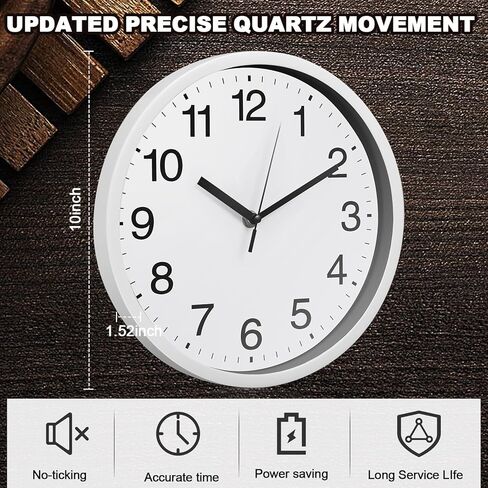 Inbagi 8 Pcs Wall Clock Large Silent Battery Operated Wall Clocks Modern Non Ticking Wall Clocks Bulk Decorative for Kitchen Office Living Room Home Bathroom Bedroom Classroom(White,14 Inch) in Kuwait