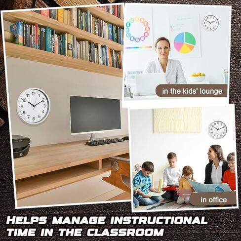 Inbagi 8 Pcs Wall Clock Large Silent Battery Operated Wall Clocks Modern Non Ticking Wall Clocks Bulk Decorative for Kitchen Office Living Room Home Bathroom Bedroom Classroom(White,14 Inch) in Kuwait