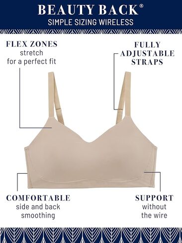 Vanity Fair Women's Wireless Bra, Soft Smoothing Fabrics & Breathable Cups, Simple Sizing Available S-3XL in Saudi Arabia