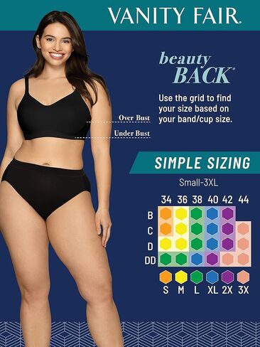 Vanity Fair Women's Wireless Bra, Soft Smoothing Fabrics & Breathable Cups, Simple Sizing Available S-3XL in Saudi Arabia