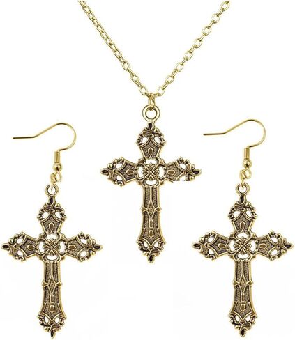 FUTIMELY Gothic Cross Earrings Necklace Jewelry Set Retro Punk Cross Earrings Necklace Dark Gothic Cross Jewelry for Women in Saudi Arabia